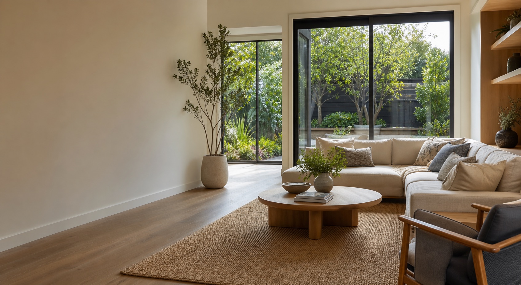 Prepared and staged living room for selling strategy