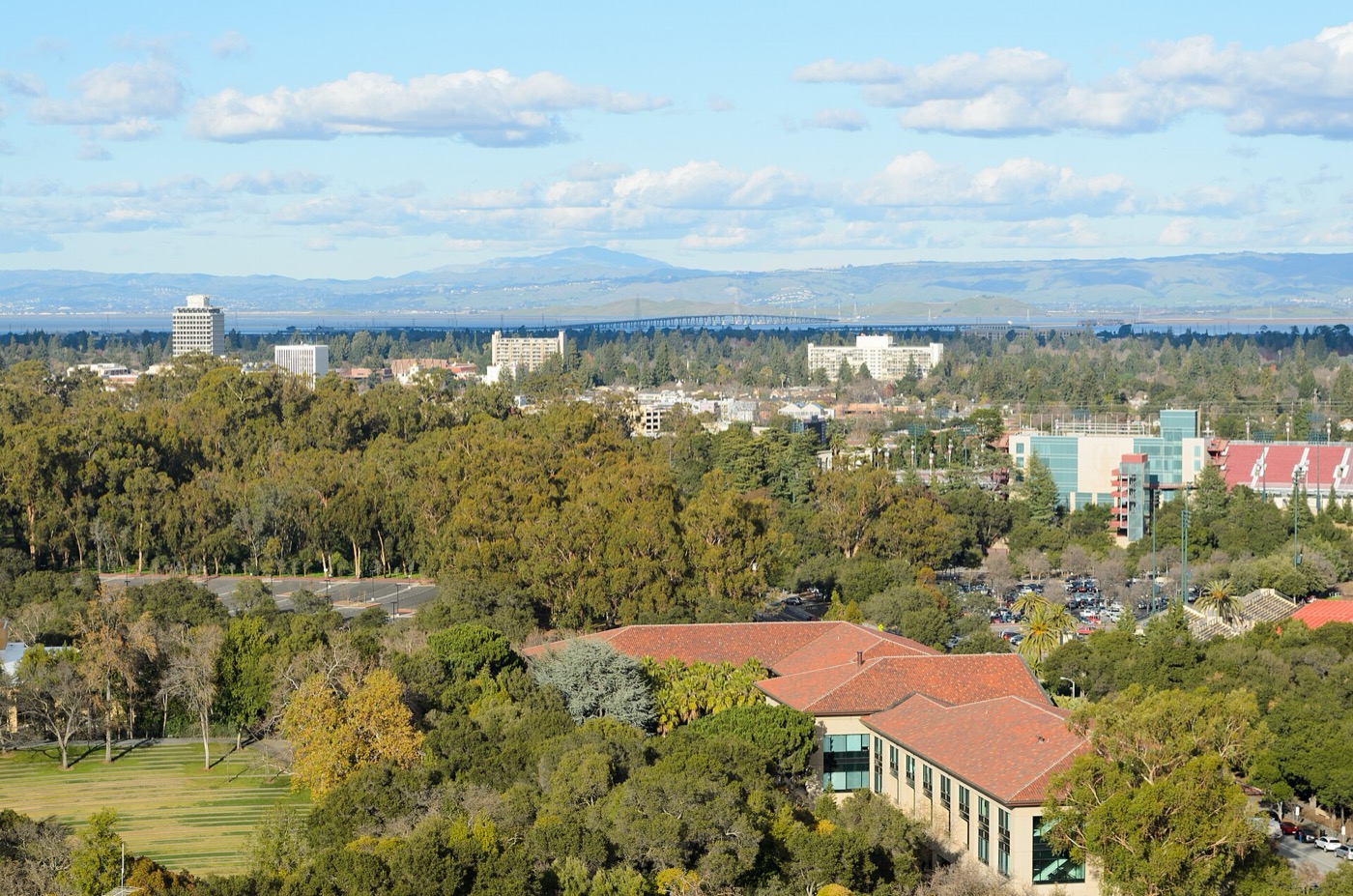 Stanford University and Palo Alto area view